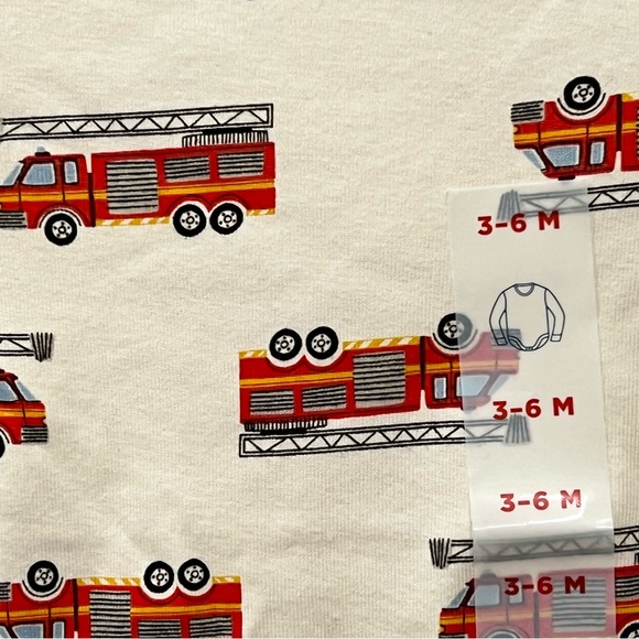 Old Navy Fire Truck Long Sleeve Bodysuit | NWT | 3–6 Months - Picture 4 of 6